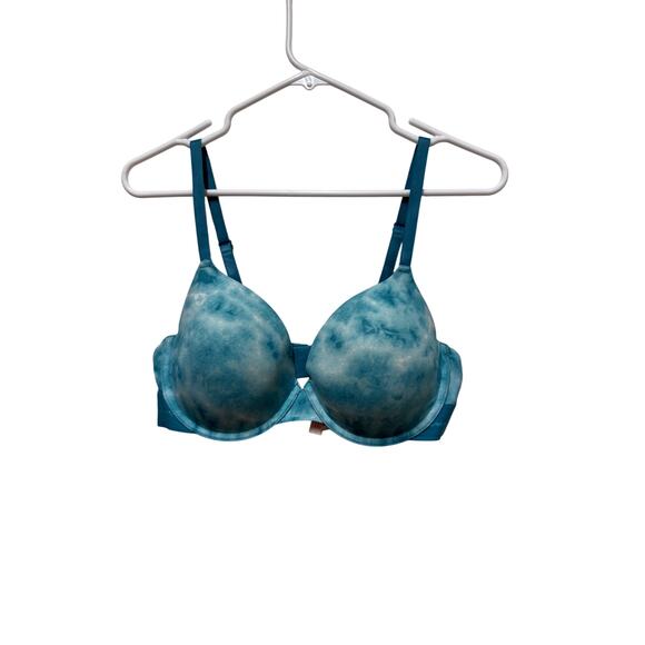 Victoria Secret Pink teal tie-dye t shirt  Bra adjustable straps Size 38C - Picture 1 of 6